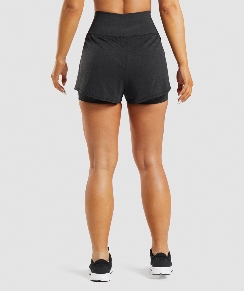 Black Women's Gymshark Vital Seamless 2.0 2-in-1 Shorts | USA-18294