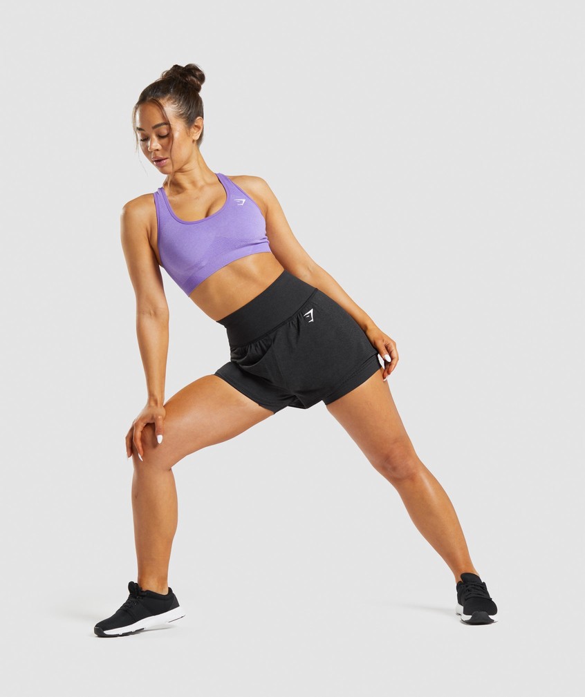 Black Women's Gymshark Vital Seamless 2.0 2-in-1 Shorts | USA-18294