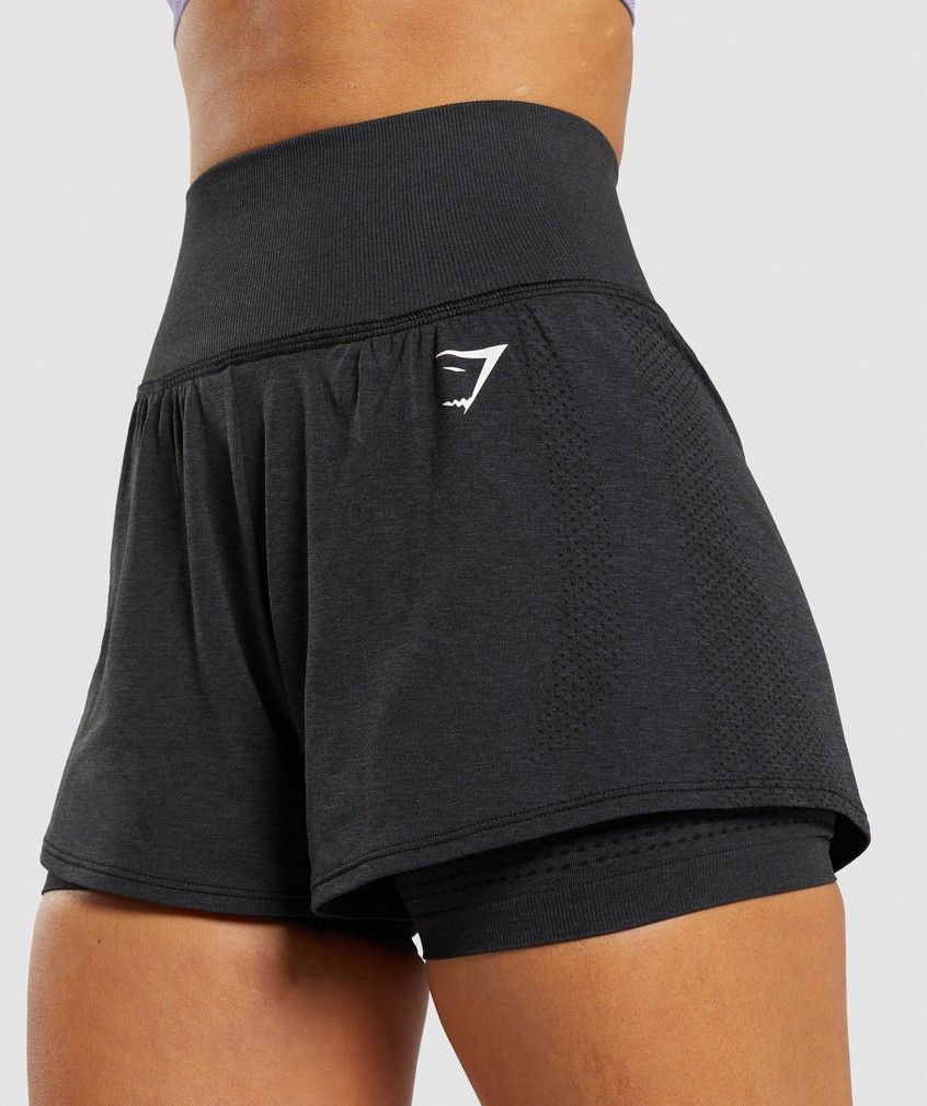 Black Women's Gymshark Vital Seamless 2.0 2-in-1 Shorts | USA-18294