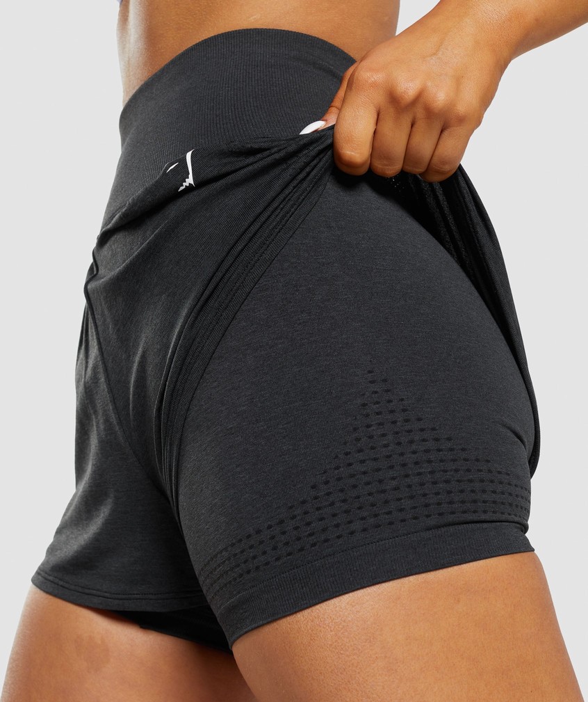 Black Women's Gymshark Vital Seamless 2.0 2-in-1 Shorts | USA-18294