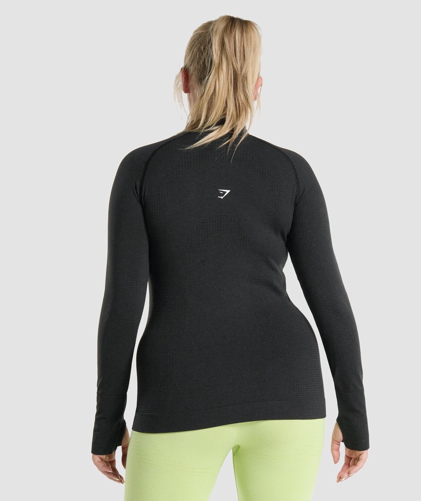 Black Women's Gymshark Vital Seamless 2.0 1/2 Zip Pullover | USA-39450