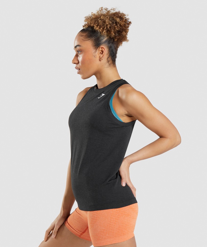 Black Women's Gymshark Vital Seamless 2.0 Light Tank | USA-48950