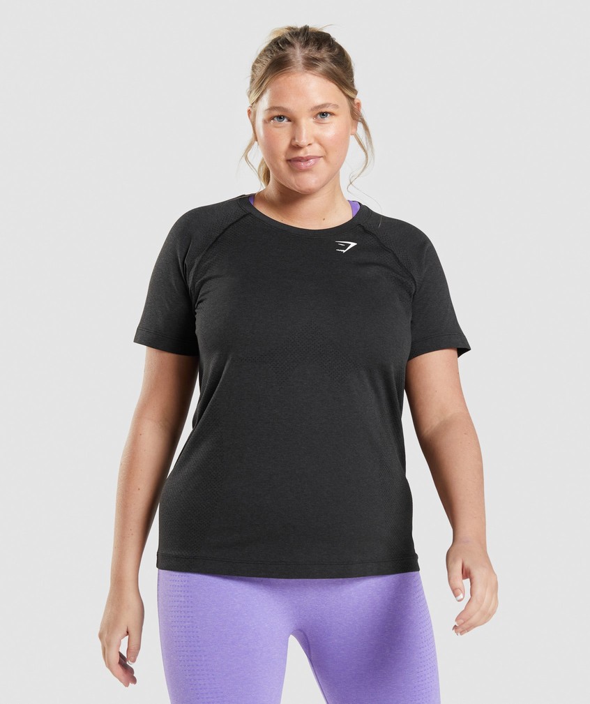 Black Women's Gymshark Vital Seamless 2.0 Light T-Shirts | USA-50391