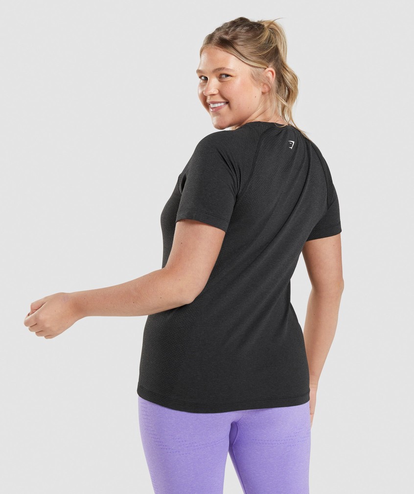 Black Women's Gymshark Vital Seamless 2.0 Light T-Shirts | USA-50391