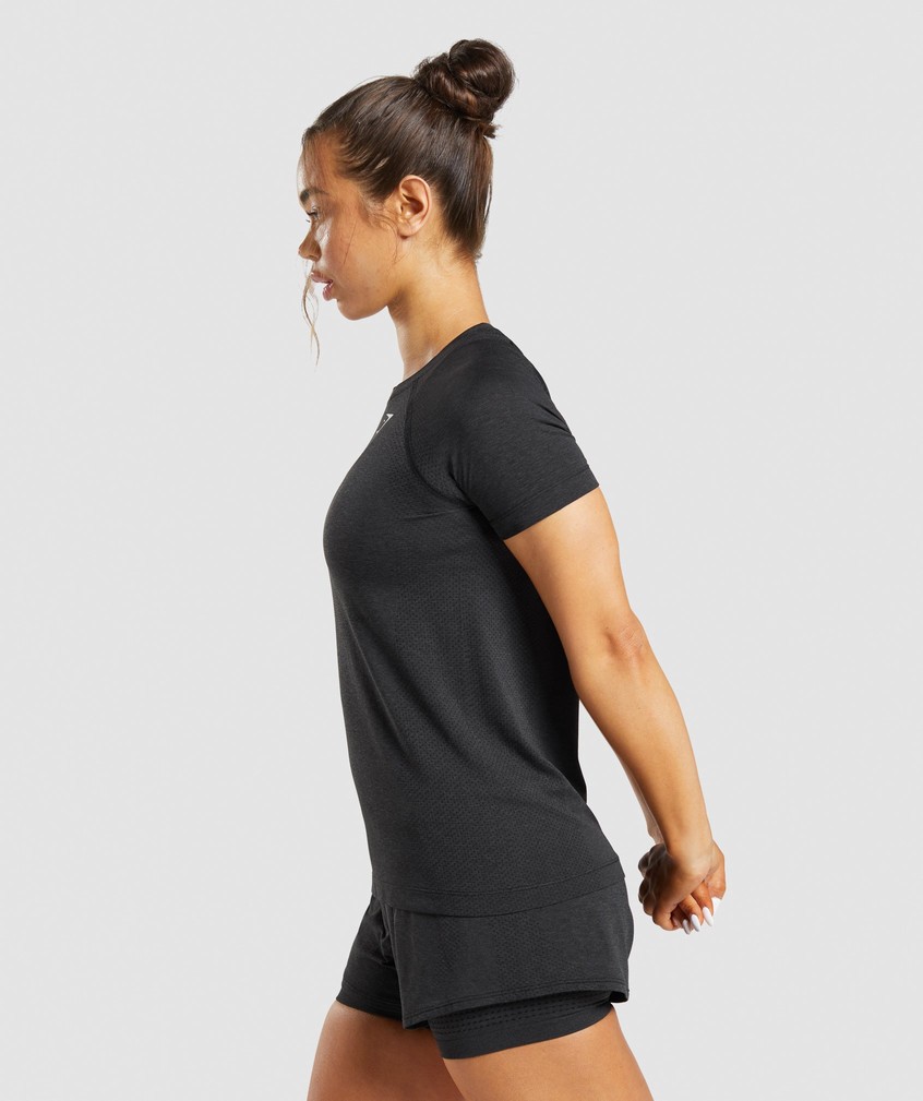 Black Women's Gymshark Vital Seamless 2.0 Light T-Shirts | USA-50391