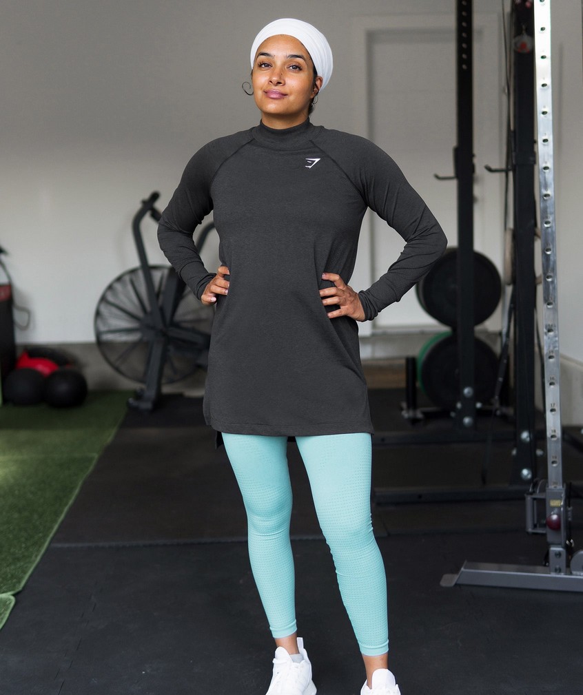 Black Women's Gymshark Vital Seamless Long Line Top T-Shirts | USA-35698