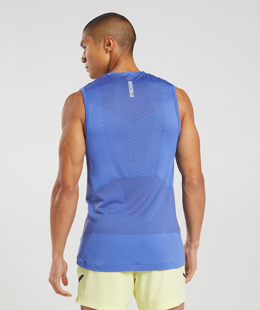 Blue / Black Grey Men's Gymshark Apex Seamless Tank | USA-50872