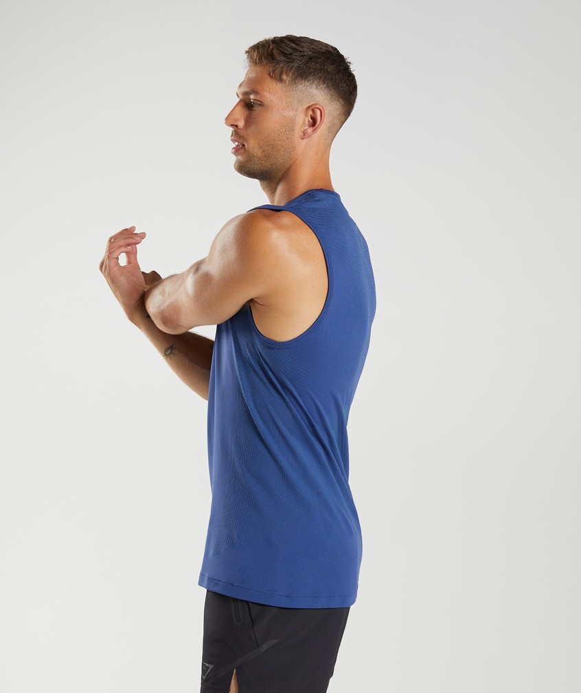 Blue Men's Gymshark Apex Seamless Tank | USA-81054