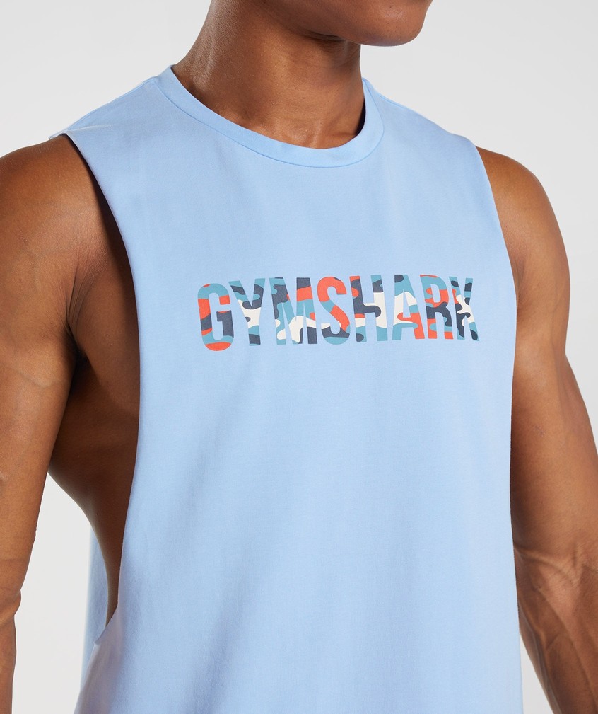 Blue Men's Gymshark Apollo Infill Drop Arm Tank | USA-85327