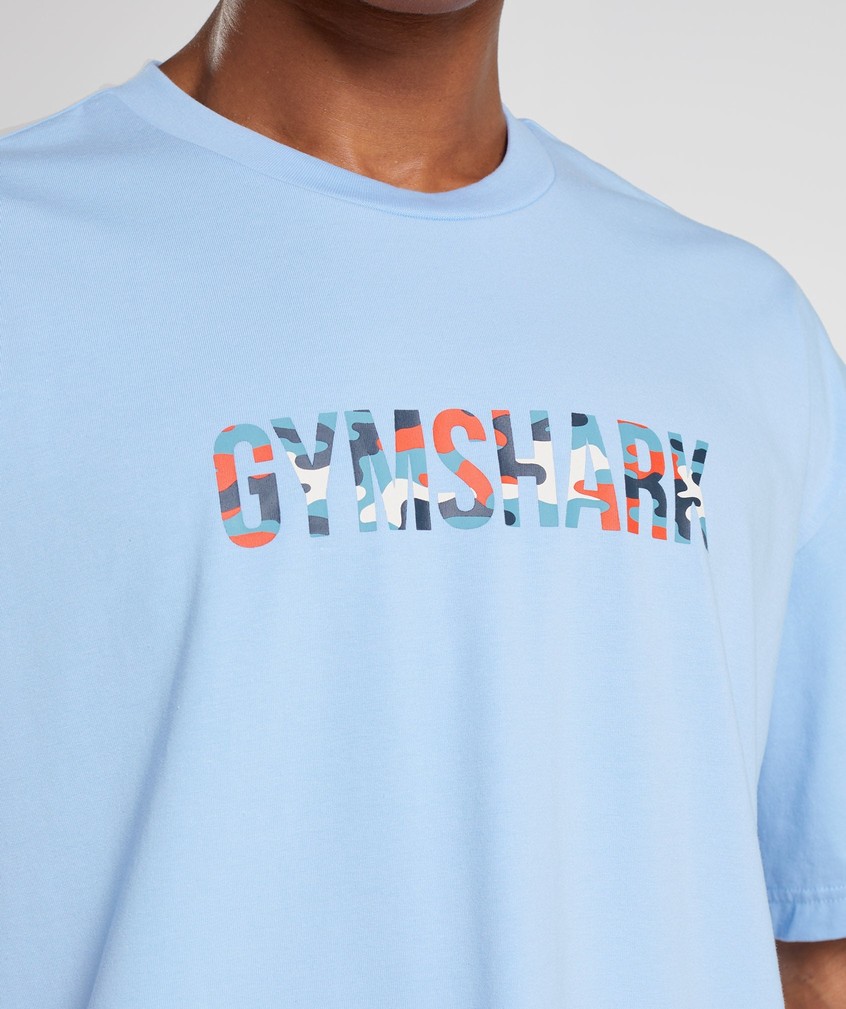 Blue Men's Gymshark Apollo Infill Oversized T-Shirts | USA-01639