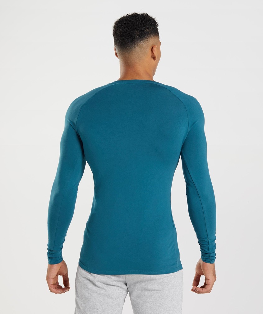 Blue Men's Gymshark Apollo Long Sleeve T-Shirts | USA-03845