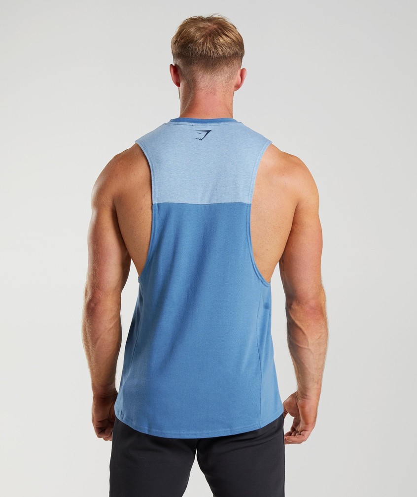 Blue Men's Gymshark Bold React Drop Arm Tank | USA-37154