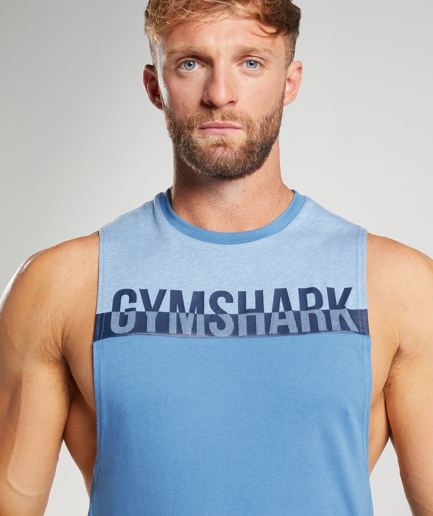 Blue Men's Gymshark Bold React Drop Arm Tank | USA-37154