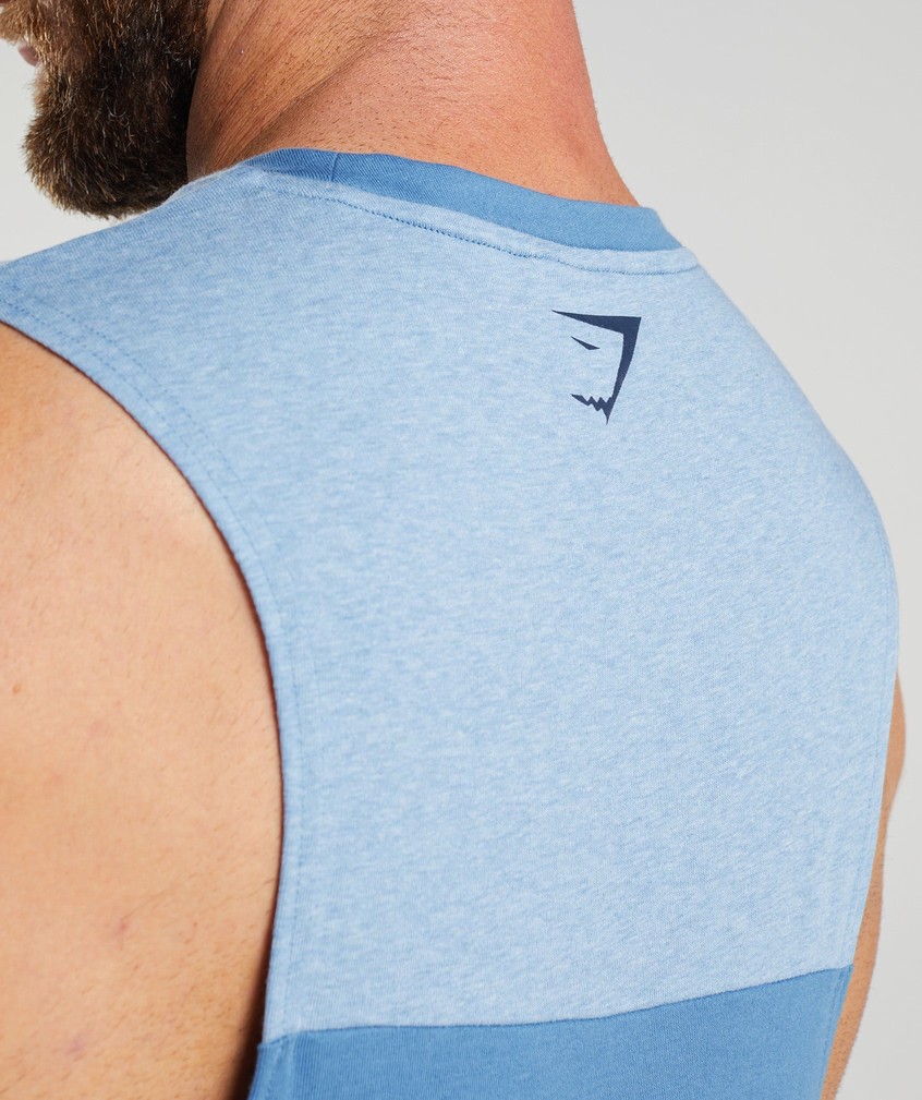 Blue Men's Gymshark Bold React Drop Arm Tank | USA-37154