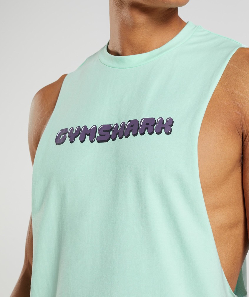 Blue Men's Gymshark Bubble Print Drop Arm Tank | USA-32957