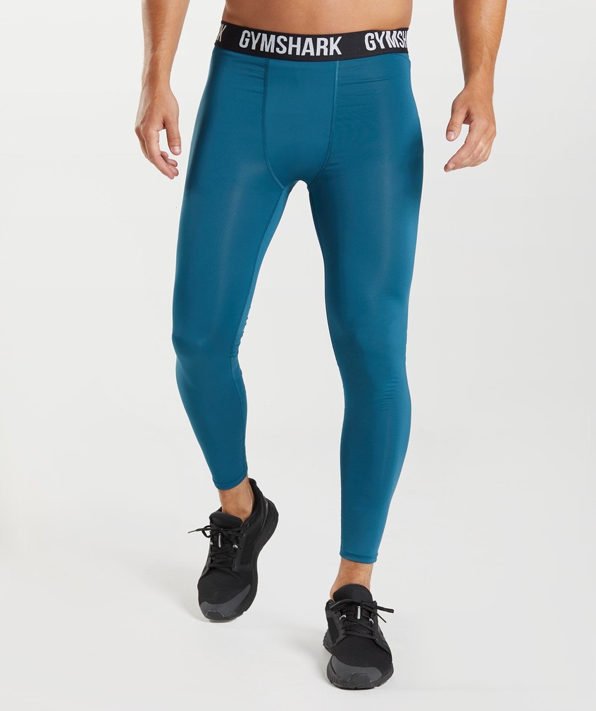 Blue Men\'s Gymshark Element Baselayer Leggings | USA-08752