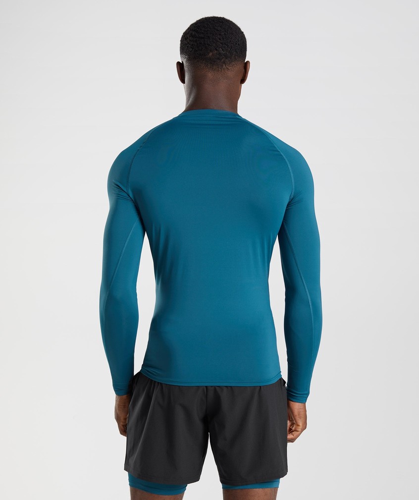 Blue Men's Gymshark Element Baselayer Long Sleeve Top T-Shirts | USA-42851