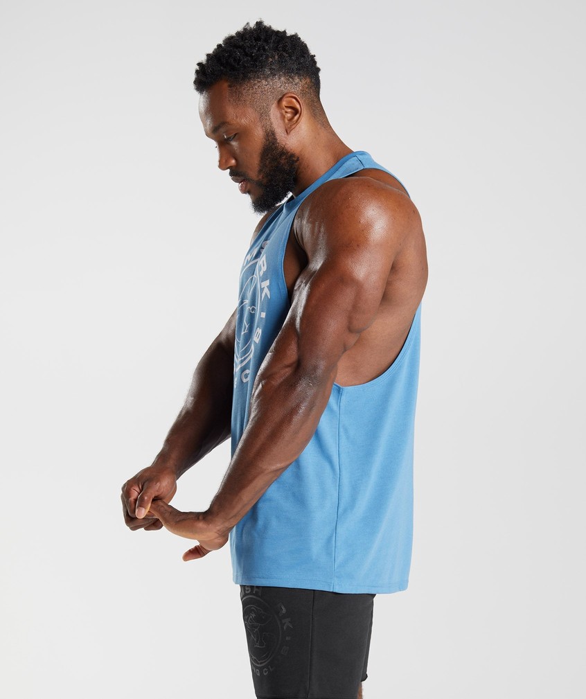 Blue Men's Gymshark Legacy Drop Arm Tank | USA-38654