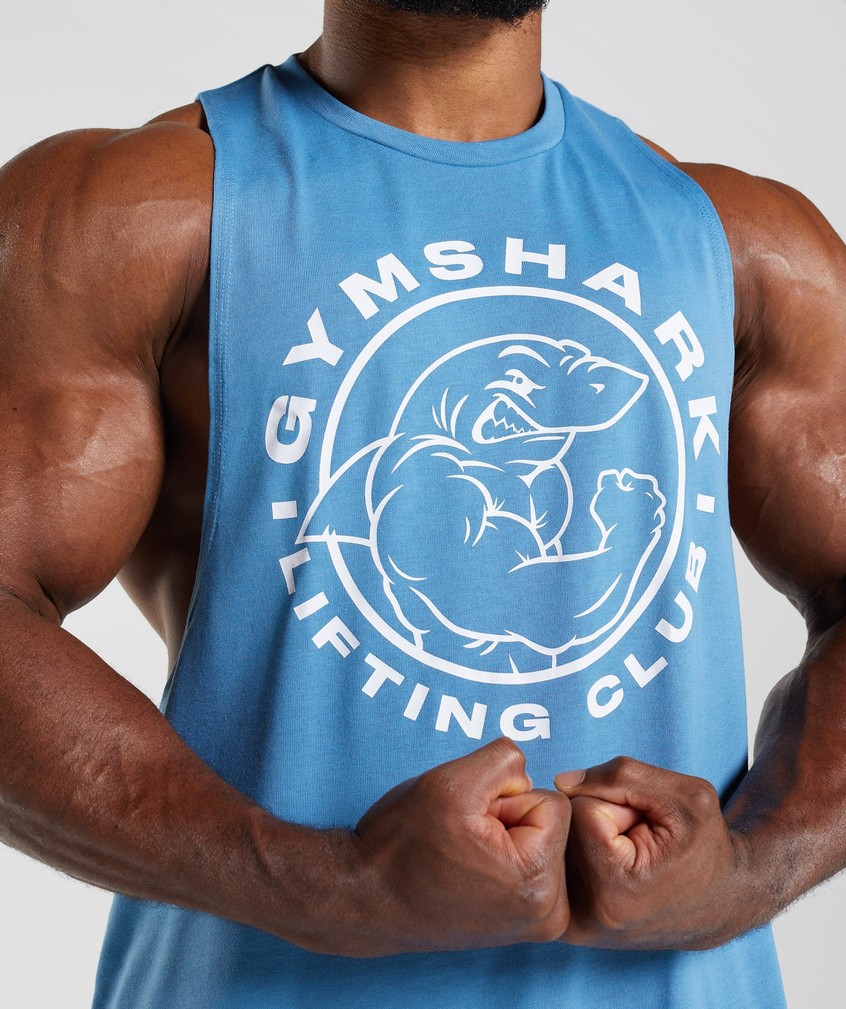 Blue Men's Gymshark Legacy Drop Arm Tank | USA-38654