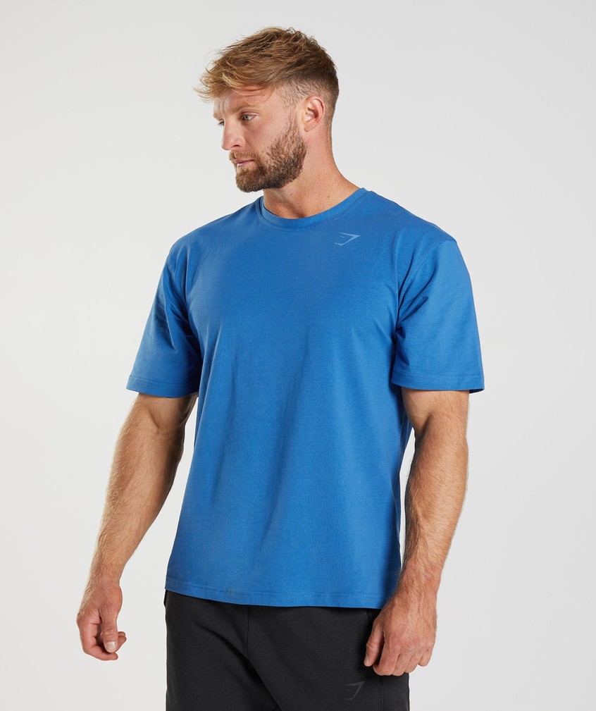 Blue Men's Gymshark Power T-Shirts | USA-76538