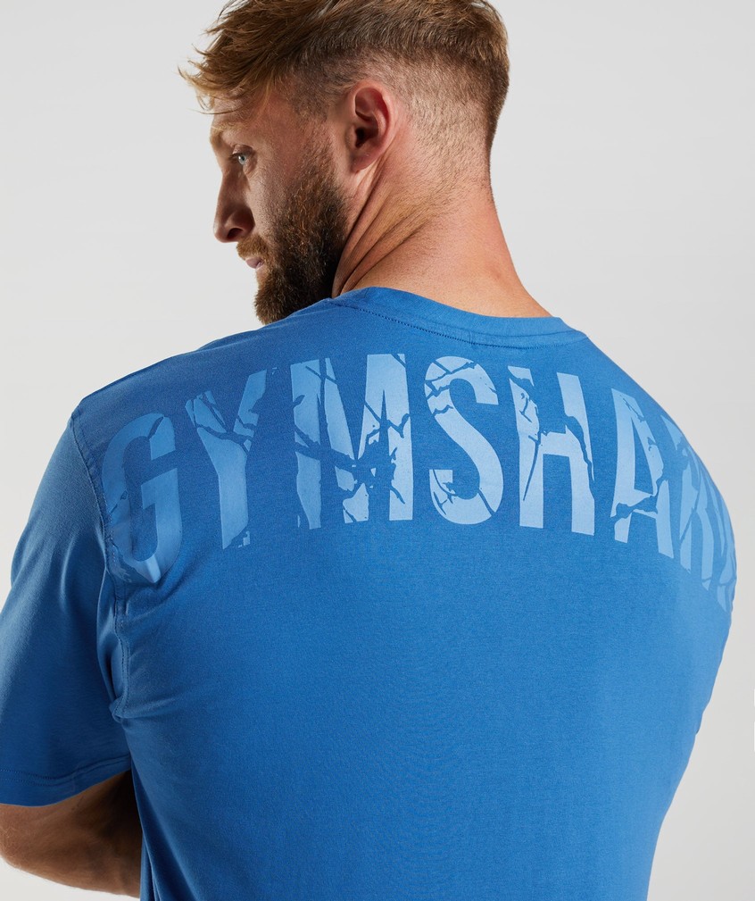 Blue Men's Gymshark Power T-Shirts | USA-76538