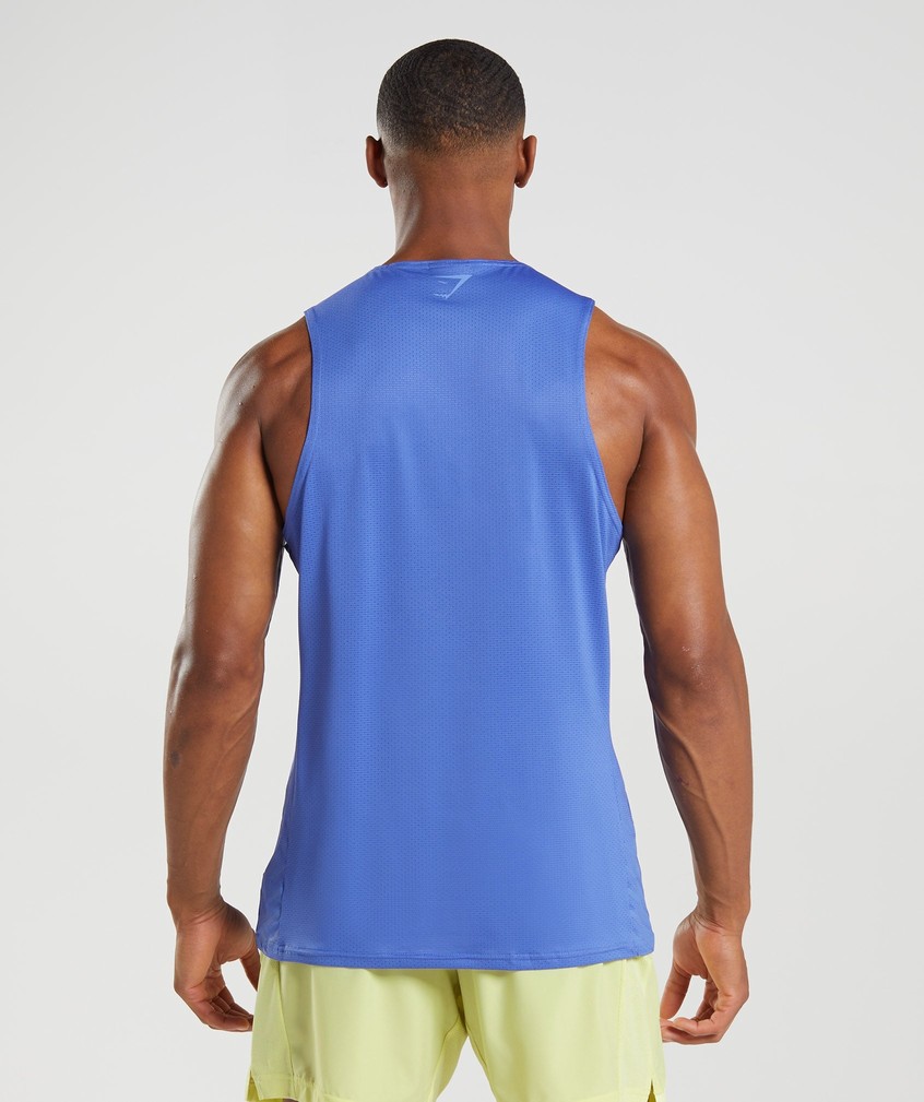 Blue Men's Gymshark Sport Stripe Tank | USA-32964