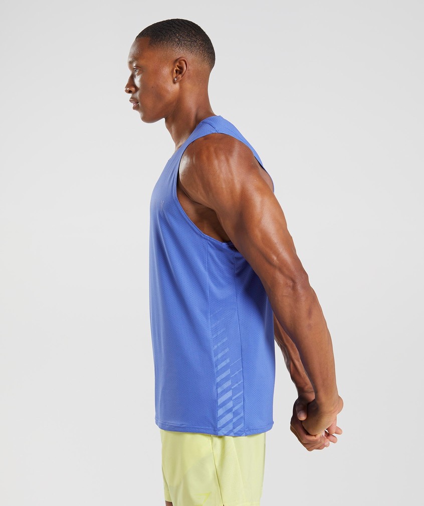 Blue Men's Gymshark Sport Stripe Tank | USA-32964