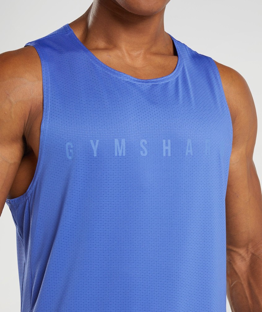 Blue Men's Gymshark Sport Stripe Tank | USA-32964