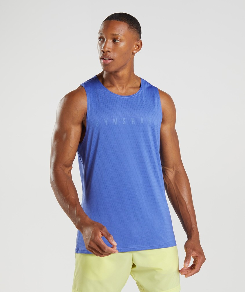 Blue Men\'s Gymshark Sport Stripe Tank | USA-32964