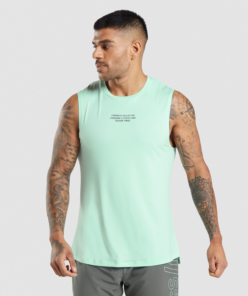 Blue Men\'s Gymshark Steve Cook Tank | USA-68142