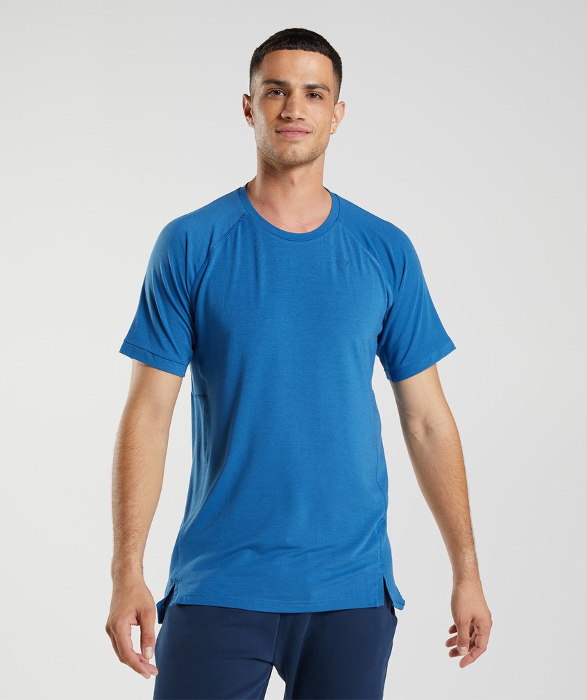 Blue Men\'s Gymshark Studio T-Shirts | USA-52698