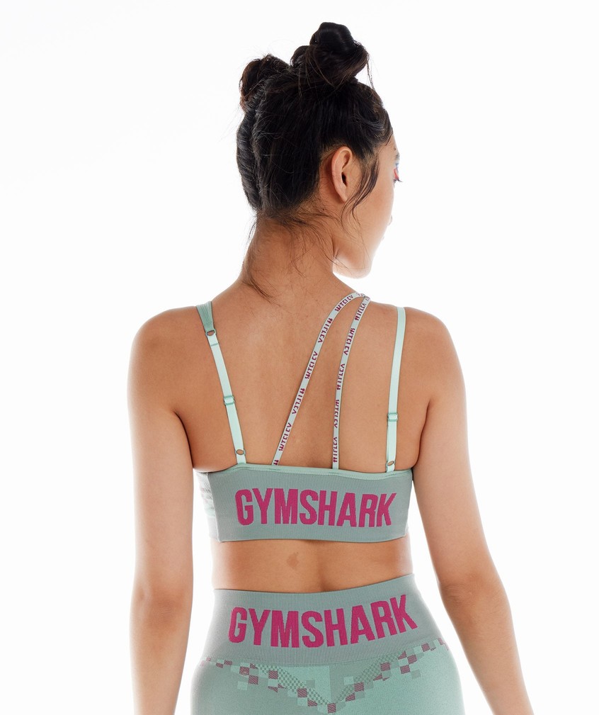 Blue / Pink Women's Gymshark Wtflex Cyborg Seamless Sports Bra | USA-42630