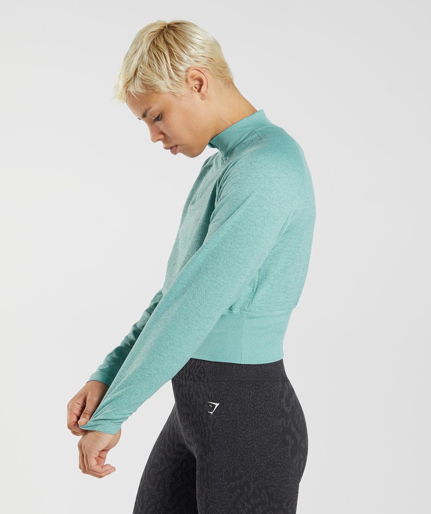 Blue / Turquoise Women's Gymshark 315 Long Sleeve Warmup Top Pullover | USA-95806