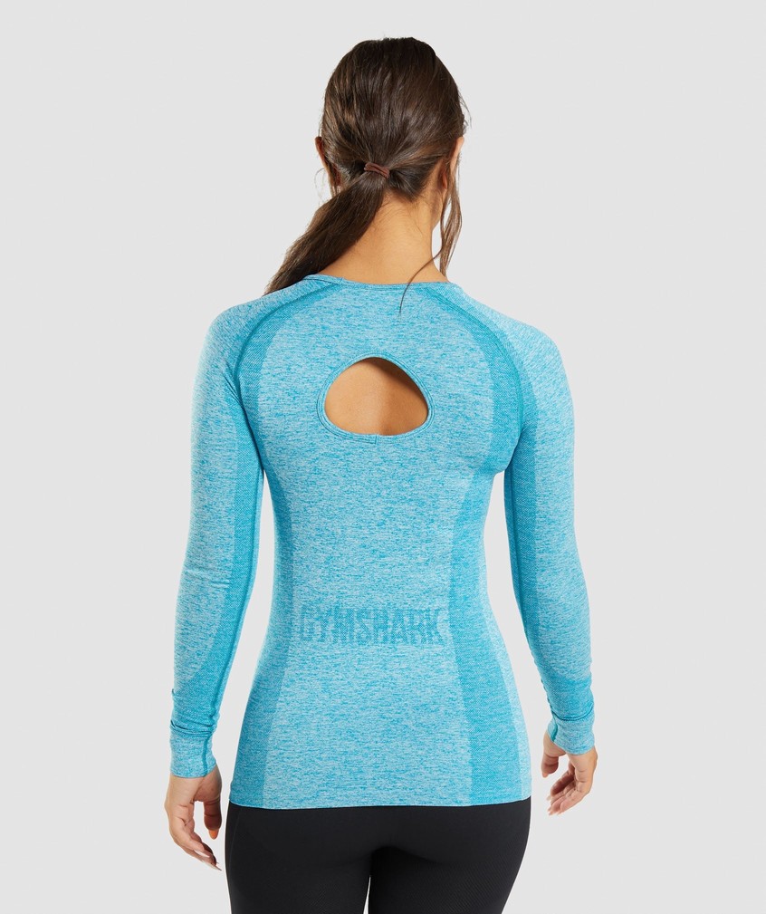 Blue Women's Gymshark Flex Long Sleeve Top T-Shirts | USA-15290