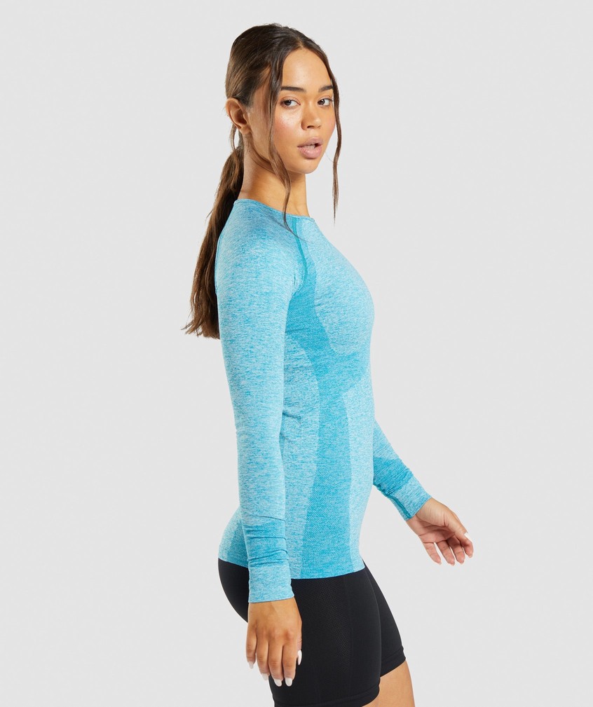 Blue Women's Gymshark Flex Long Sleeve Top T-Shirts | USA-15290