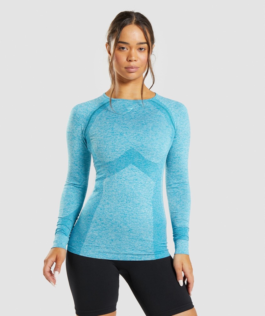 Blue Women\'s Gymshark Flex Long Sleeve Top T-Shirts | USA-15290