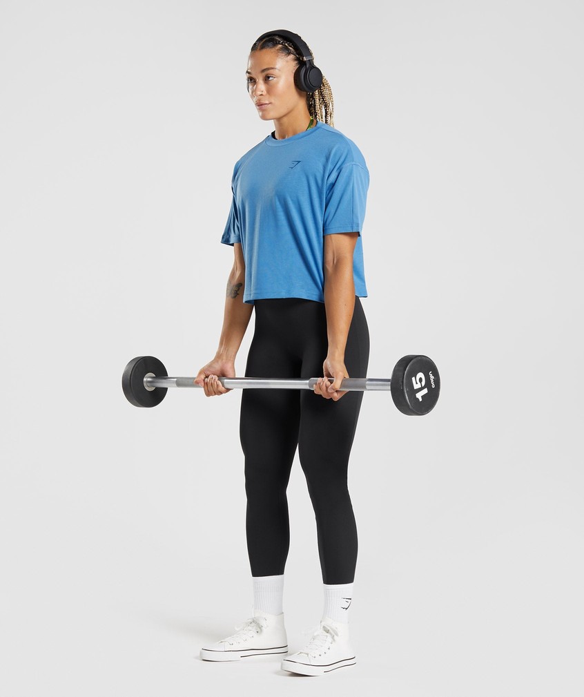 Blue Women's Gymshark GS Power Midi Top T-Shirts | USA-43281