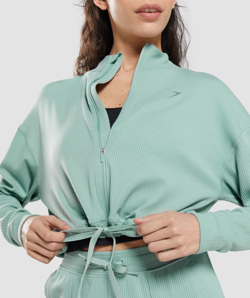 Blue Women's Gymshark Pause Zip Up Jacket Hoodie | USA-05741