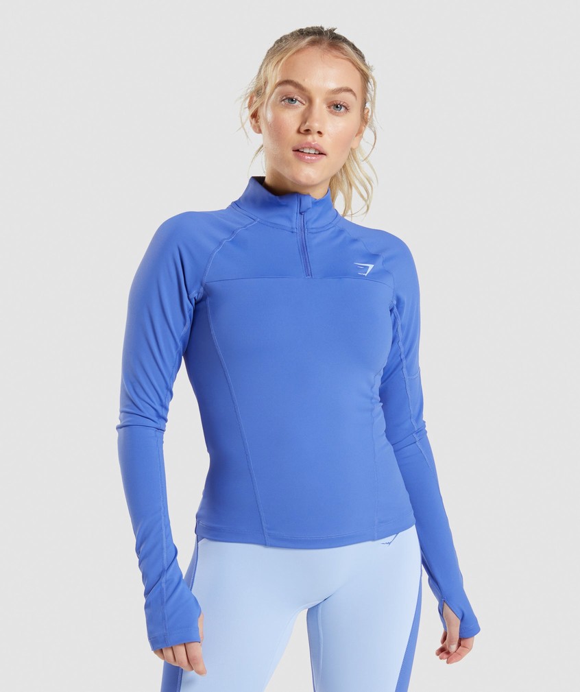 Blue Women\'s Gymshark Pulse 1/4 Zip Pullover | USA-84570