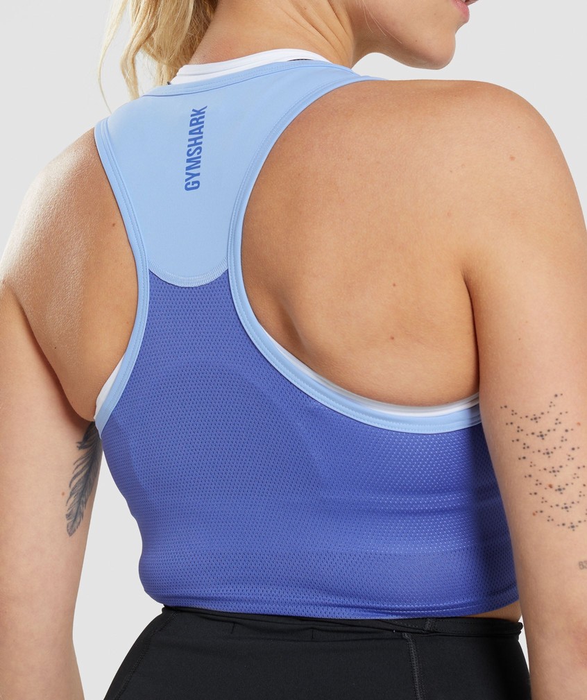 Blue Women's Gymshark Pulse Crop Tank | USA-46390