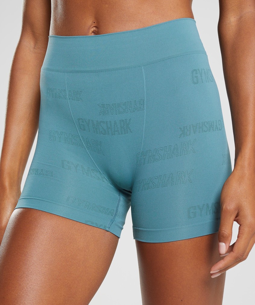 Blue Women's Gymshark Seamless Jacquard Boxers Bikini Bottoms | USA-82341