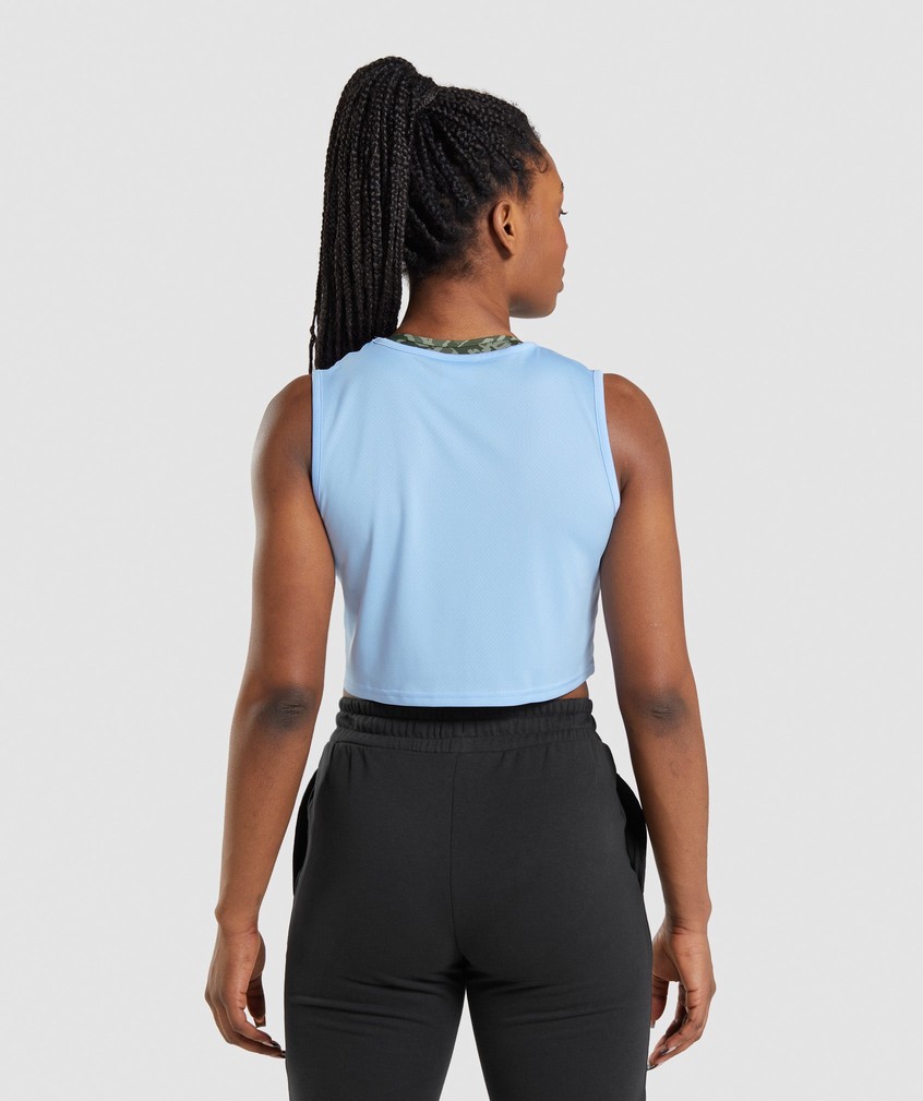 Blue Women's Gymshark Training Crop Tank T-Shirts | USA-09326