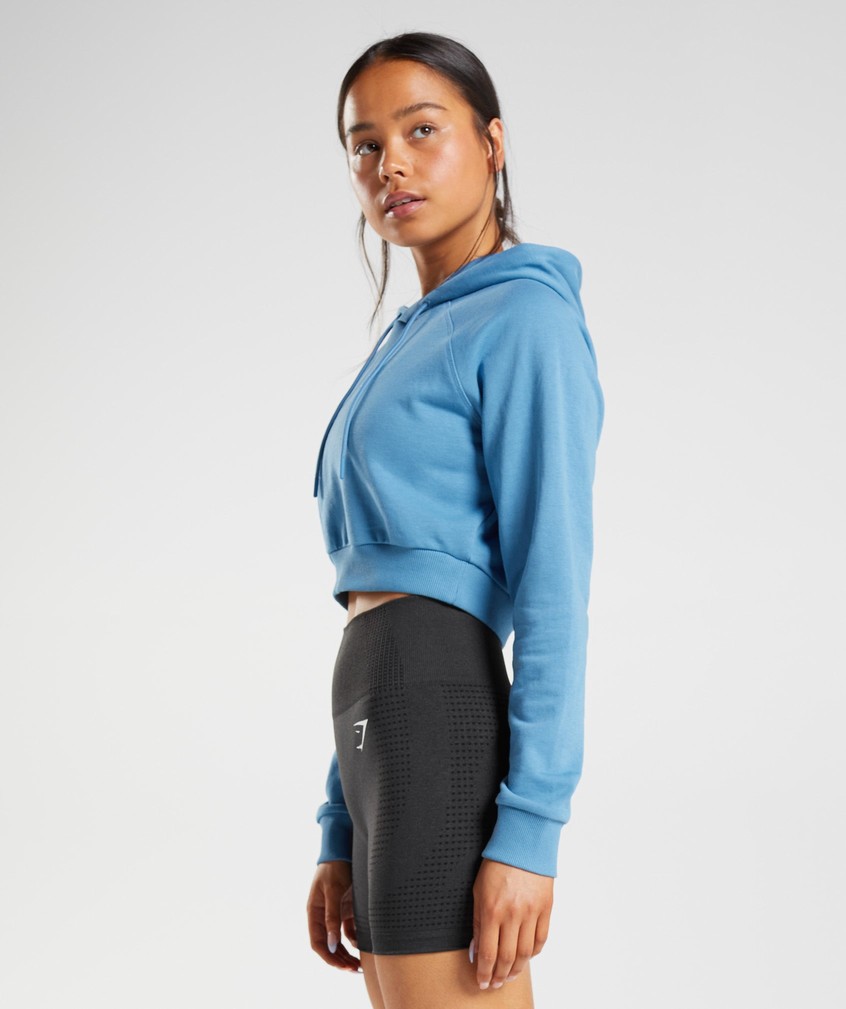 Blue Women's Gymshark Training Cropped Hoodie | USA-34096