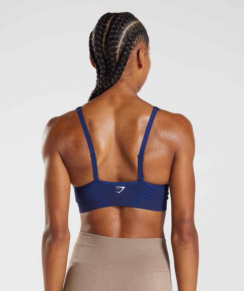 Blue Women's Gymshark Vital Seamless 2.0 V Neck Sports Bra | USA-58194