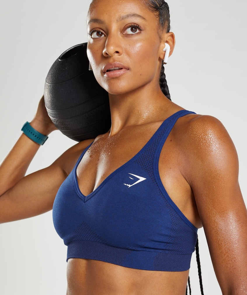 Blue Women's Gymshark Vital Seamless 2.0 V Neck Sports Bra | USA-58194