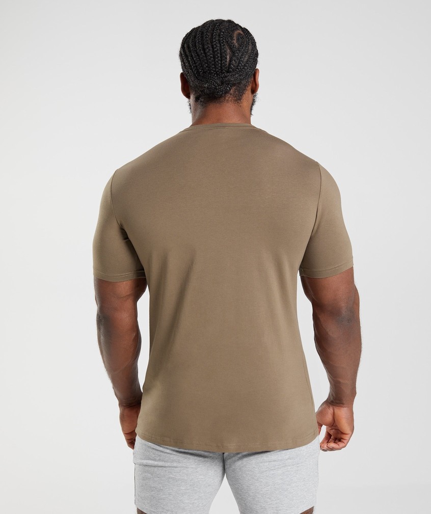 Brown Men's Gymshark Essential T-Shirts | USA-59406