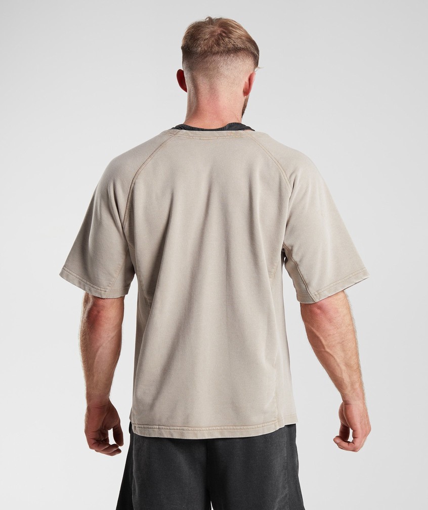 Brown Men's Gymshark Power Washed Rag Top T-Shirts | USA-58304