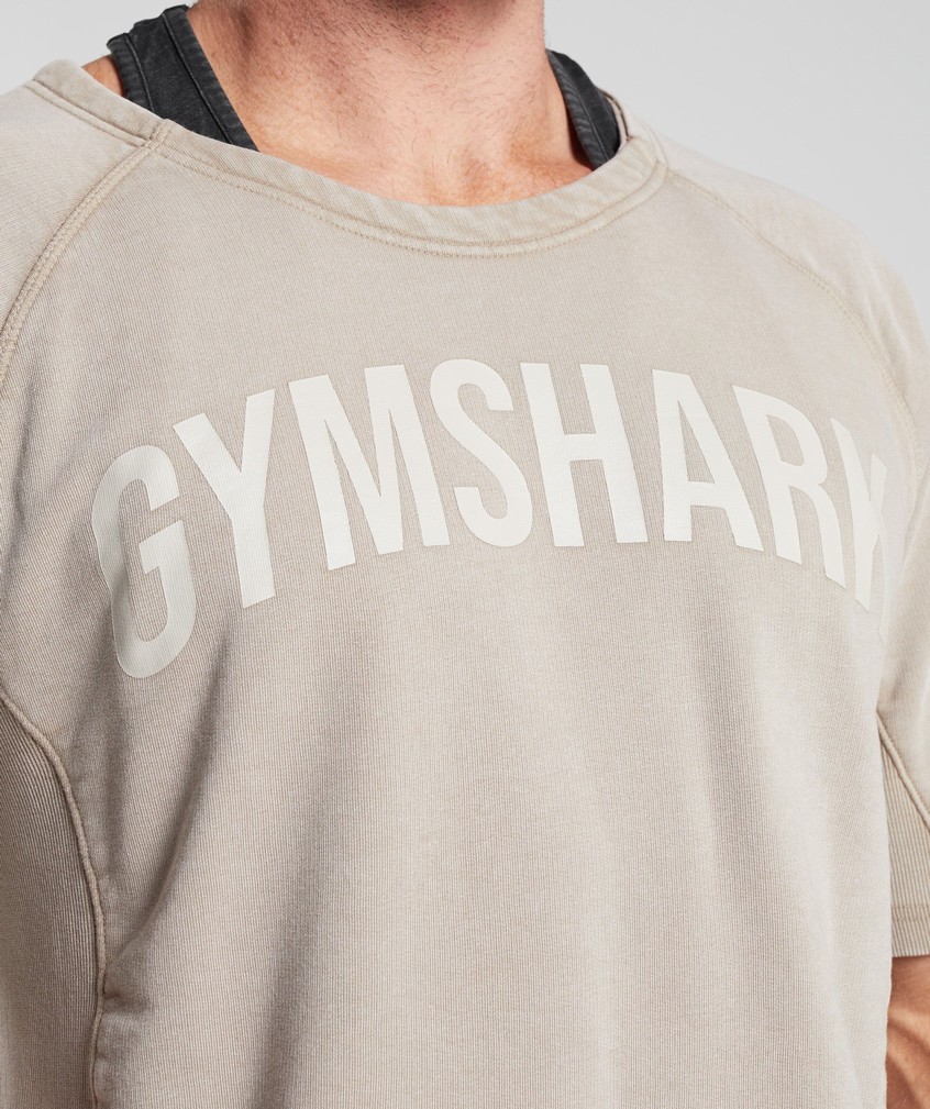 Brown Men's Gymshark Power Washed Rag Top T-Shirts | USA-58304