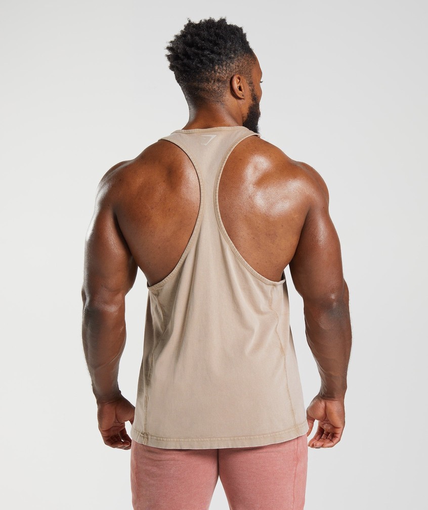 Brown Men's Gymshark Power Washed Stringer | USA-68035