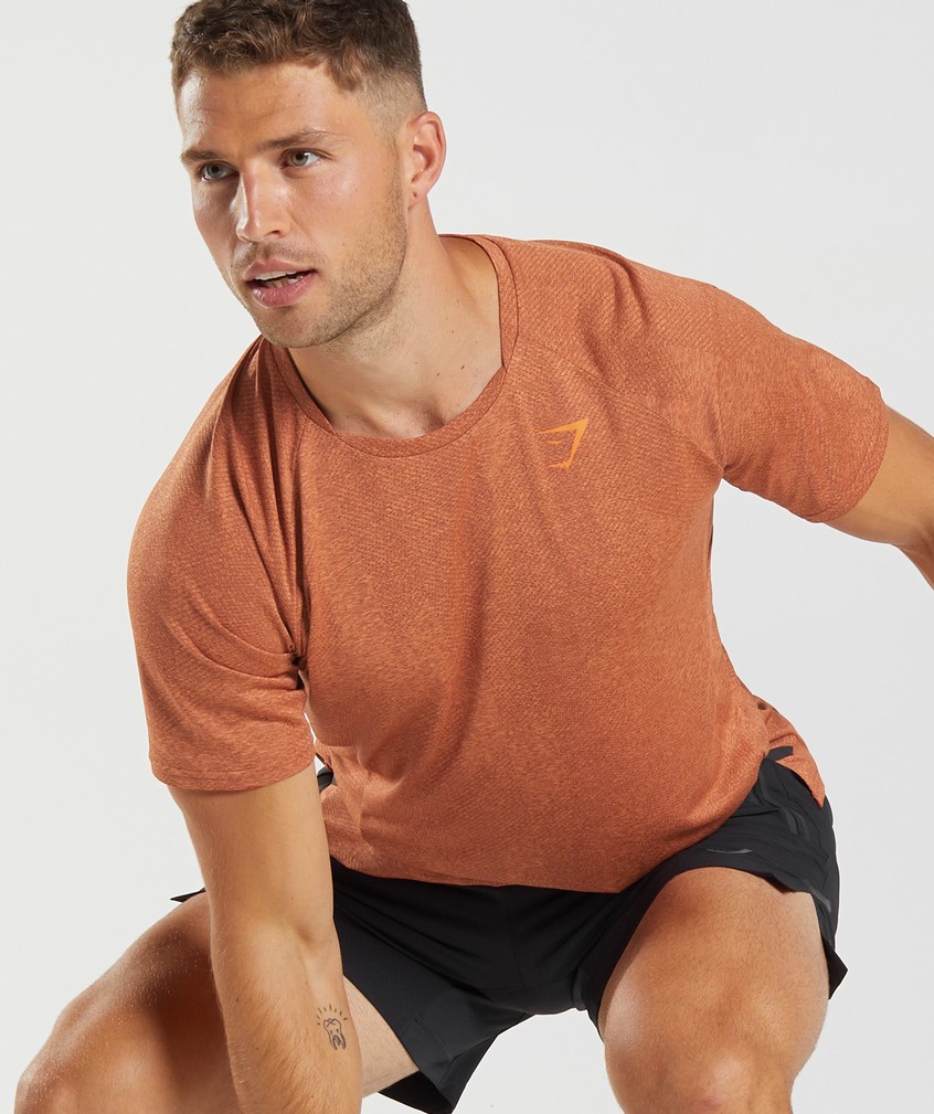 Brown / Orange Men's Gymshark Apex T-Shirts | USA-35468